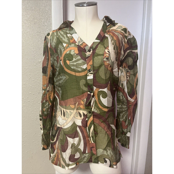 Sheer Dressy Button Up Blouse By Paparazzi NWT Embroidered details - Picture 6 of 12